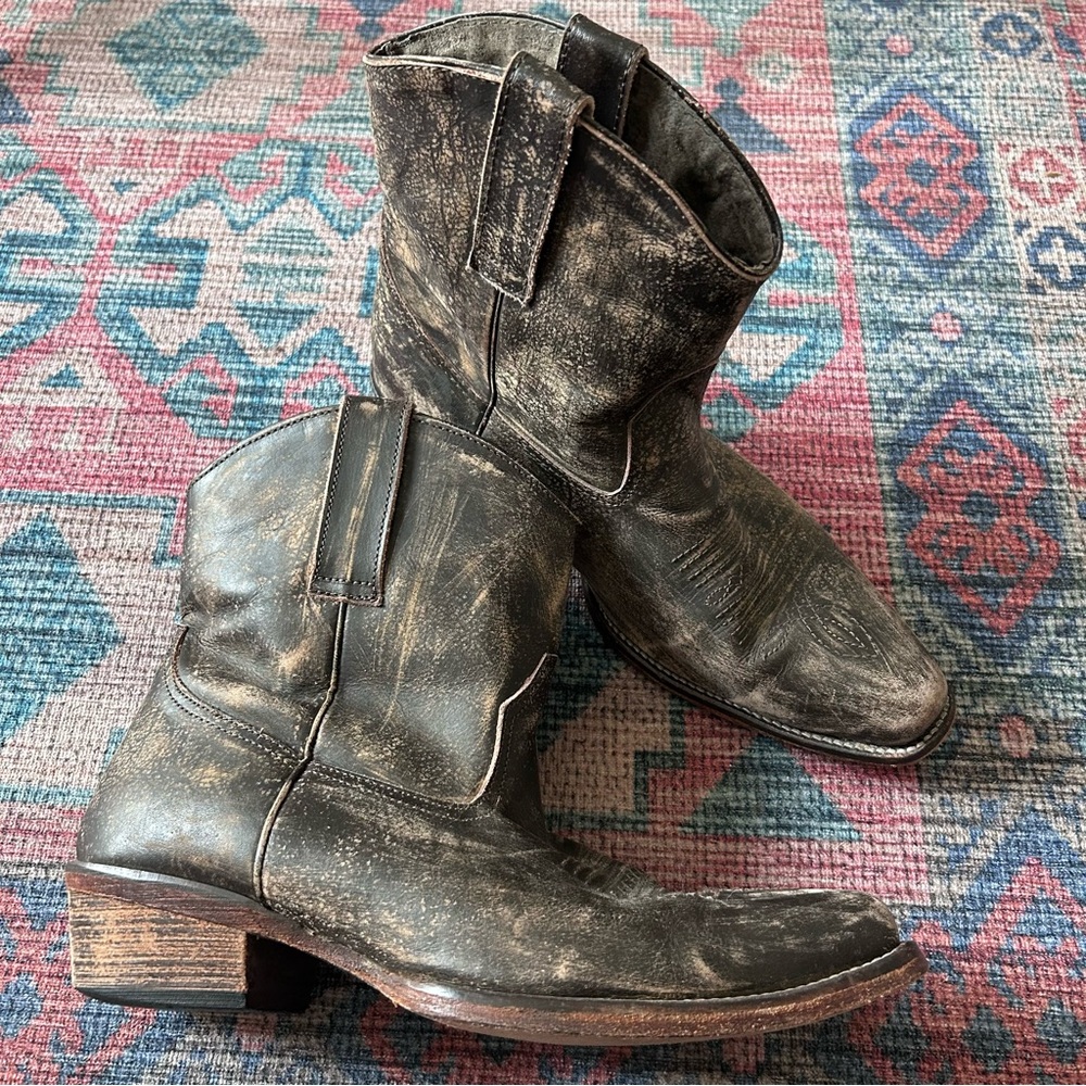 WOMENS LEATHER ANKLE BOOT SANDED BROWN